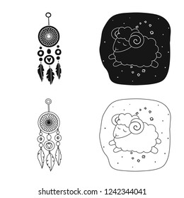 Vector design of dreams and night logo. Collection of dreams and bedroom vector icon for stock.