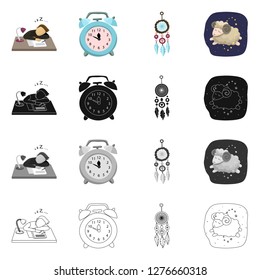 Vector design of dreams and night logo. Set of dreams and bedroom stock vector illustration.