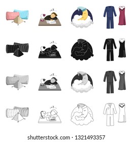 Vector design of dreams and night logo. Collection of dreams and bedroom stock symbol for web.