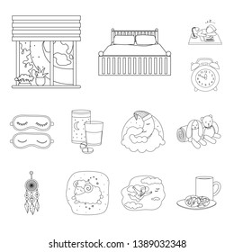 Vector design of dreams and night logo. Set of dreams and bedroom stock vector illustration.