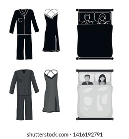 Vector design of dreams and night logo. Set of dreams and bedroom stock symbol for web.