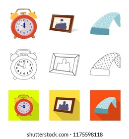 Vector design of dreams and night sign. Set of dreams and bedroom stock vector illustration.
