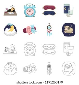 Vector design of dreams and night sign. Collection of dreams and bedroom stock vector illustration.