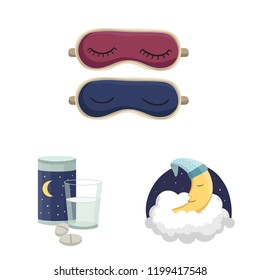 Vector design of dreams and night sign. Collection of dreams and bedroom stock vector illustration.