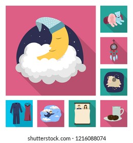 Vector design of dreams and night sign. Set of dreams and bedroom stock vector illustration.