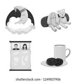 Vector design of dreams and night sign. Set of dreams and bedroom stock vector illustration.