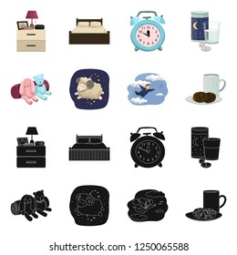 Vector design of dreams and night sign. Set of dreams and bedroom symbol for web.