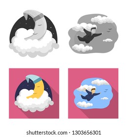Vector design of dreams and night sign. Collection of dreams and bedroom stock symbol for web.