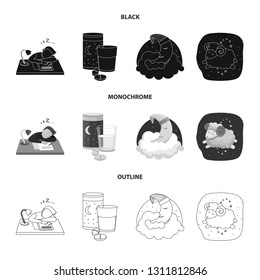 Vector design of dreams and night sign. Set of dreams and bedroom vector icon for stock.