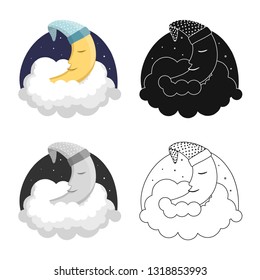 Vector design of dreams and night sign. Set of dreams and bedroom stock vector illustration.