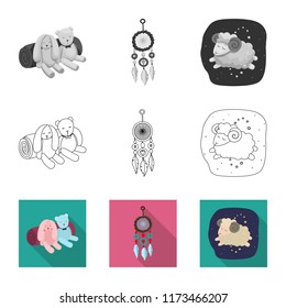 Vector design of dreams and night symbol. Collection of dreams and bedroom stock symbol for web.