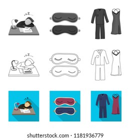 Vector design of dreams and night symbol. Set of dreams and bedroom stock symbol for web.