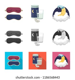 Vector design of dreams and night symbol. Collection of dreams and bedroom stock symbol for web.