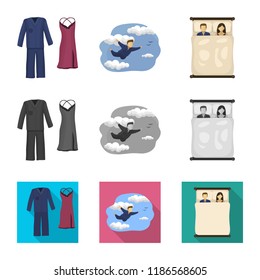 Vector design of dreams and night symbol. Collection of dreams and bedroom stock vector illustration.