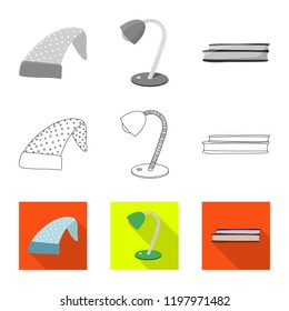 Vector design of dreams and night symbol. Collection of dreams and bedroom stock vector illustration.
