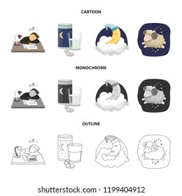 Vector design of dreams and night symbol. Collection of dreams and bedroom stock symbol for web.
