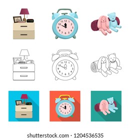 Vector design of dreams and night symbol. Collection of dreams and bedroom stock symbol for web.
