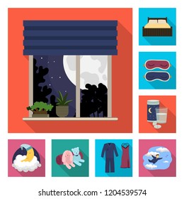 Vector design of dreams and night symbol. Collection of dreams and bedroom stock symbol for web.