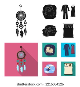 Vector design of dreams and night symbol. Set of dreams and bedroom stock symbol for web.