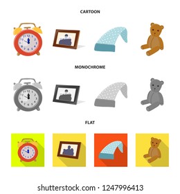 Vector design of dreams and night symbol. Set of dreams and bedroom stock symbol for web.