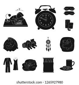 Vector design of dreams and night symbol. Set of dreams and bedroom stock symbol for web.