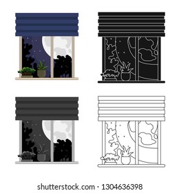 Vector design of dreams and night symbol. Set of dreams and bedroom stock symbol for web.