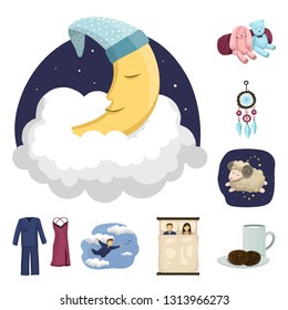 Vector design of dreams and night symbol. Collection of dreams and bedroom stock vector illustration.
