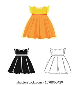 Vector design of dress and child logo. Set of dress and cute stock vector illustration.