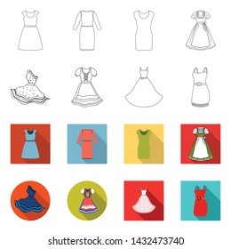 Vector design of dress and clothes icon. Set of dress and evening stock symbol for web.