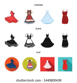 Vector design of dress and clothes icon. Collection of dress and evening stock symbol for web.