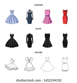 Vector design of dress and clothes icon. Set of dress and evening stock vector illustration.