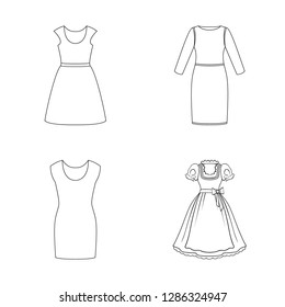 Vector design of dress and clothes sign. Collection of dress and evening vector icon for stock.
