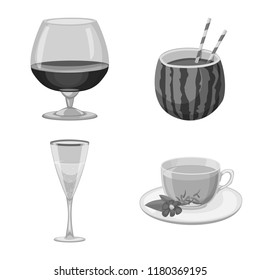 Vector design of drink and bar icon. Set of drink and party vector icon for stock.