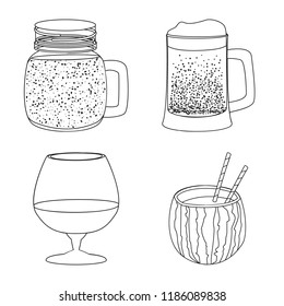 Vector design of drink and bar icon. Collection of drink and party vector icon for stock.