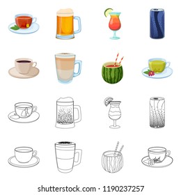 Vector design of drink and bar icon. Set of drink and party stock vector illustration.