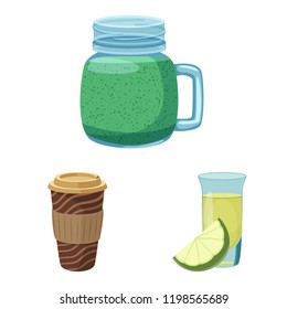 Vector design of drink and bar icon. Collection of drink and party stock symbol for web.