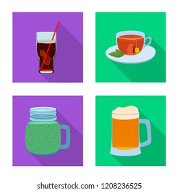 Vector design of drink and bar icon. Collection of drink and party vector icon for stock.