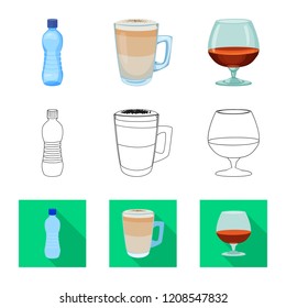 Vector design of drink and bar icon. Set of drink and party stock vector illustration.