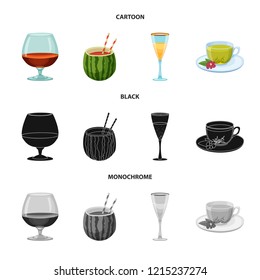 Vector design of drink and bar icon. Collection of drink and party vector icon for stock.