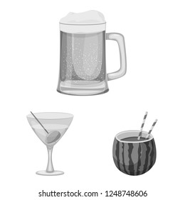 Vector design of drink and bar icon. Set of drink and party vector icon for stock.
