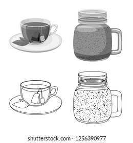 Vector design of drink and bar icon. Set of drink and party stock vector illustration.