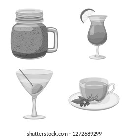 Vector design of drink and bar icon. Set of drink and party stock vector illustration.