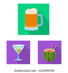Vector design of drink and bar icon. Collection of drink and party stock symbol for web.