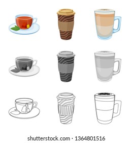 Vector design of drink and bar icon. Set of drink and party stock vector illustration.