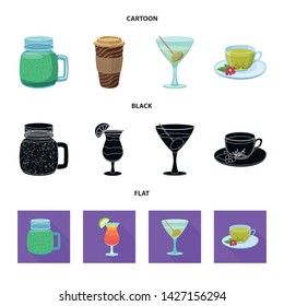 Vector design of drink and bar icon. Collection of drink and party vector icon for stock.