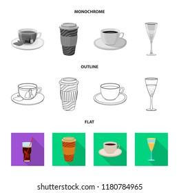 Vector design of drink and bar logo. Set of drink and party vector icon for stock.