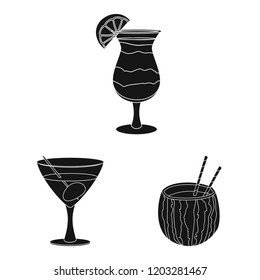 Vector design of drink and bar logo. Collection of drink and party stock symbol for web.