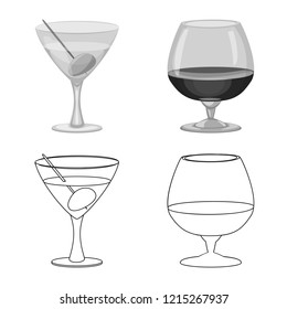 Vector design of drink and bar logo. Set of drink and party stock vector illustration.