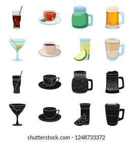 Vector design of drink and bar logo. Collection of drink and party stock vector illustration.