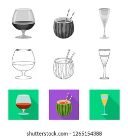 Vector design of drink and bar logo. Set of drink and party vector icon for stock.